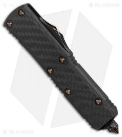 Marfione Custom UTX-85 OTF Automatic Knife CF W/ Cu Ringed HW (DLC Stonewash) -Microtech Shop Marfione Custom UTX 85 cf cu ringed hw dlc sw BHQ 75768 er spine