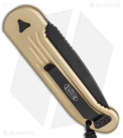 Microtech LUDT Automatic Knife Champagne Gold (3.4" Black) -Microtech Shop Microtech Champagne LUDT Automatic Knife Black PLN BHQ 1187 LS Side