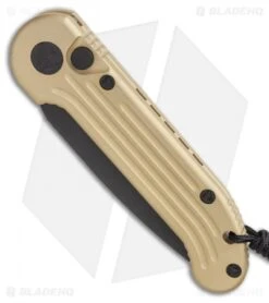 Microtech LUDT Automatic Knife Champagne Gold (3.4" Black) -Microtech Shop Microtech Champagne LUDT Automatic Knife Black PLN BHQ 1187 LS Spine