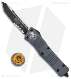 Microtech Combat Troodon Automatic OTF Knife Tanto Gray (3.8" Black Serr) -Microtech Shop Microtech Combat Troodon Auto OTF Tanto Gray Black Serr 144 2GY BHQ 98225 jr bottlecap 1