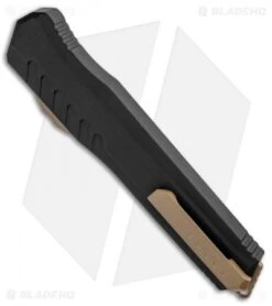 Microtech Cypher MK7 D/E OTF Automatic Knife Black/Tan (4" Tan) 242M-1TNB -Microtech Shop Microtech Cypher MK7 DE OTF Auto Black Tan Tan 242M 1TNB BHQ 92760 jr side