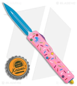 Microtech Exclusive Dessert Warrior UTX-70 D/E OTF Automatic Knife -Microtech Shop Microtech Exclusive UTX 70 DE OTF Dessert Warrior Collectibe Pink Blue BHQ 174708 td size