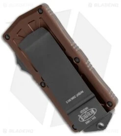 Microtech Exocet Dagger CA Legal OTF Automatic Knife Tan (1.9" Black Serr) -Microtech Shop Microtech Exocet Dagger CA Legal OTF Auto Tan Black Serr 157 2TA BHQ 116138 jr side