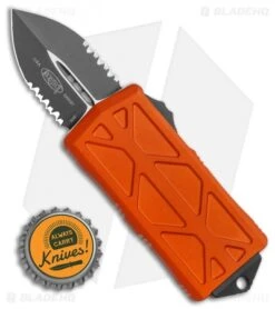 Microtech Exocet Dagger CA Legal OTF Automatic Orange (1.9" Black Serr) 157-2OR -Microtech Shop Microtech Exocet Dagger CA Legal OTF Automatic Orange 1.9in Black Serr 157 2 OR BHQ 115648 LS Bottlecap