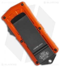 Microtech Exocet Dagger CA Legal OTF Automatic Orange (1.9" Black Serr) 157-2OR -Microtech Shop Microtech Exocet Dagger CA Legal OTF Automatic Orange 1.9in Black Serr 157 2 OR BHQ 115648 LS Side