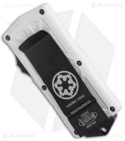 Microtech Exocet Stormtrooper CA Legal OTF Automatic Knife White (1.9" White) -Microtech Shop Microtech Exocet Storm Trooper DE OTF Auto 157 1ST BHQ 114581 jr side