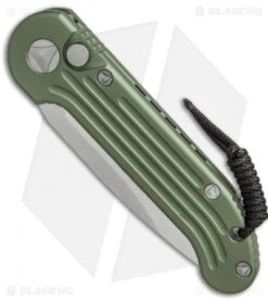 Microtech LUDT Automatic Knife OD Green (3.4" Stonewash Serr) 135-11OD -Microtech Shop Microtech LUDT OD green sw serr 135 11OD BHQ 51947 er spine