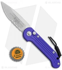 Microtech LUDT Automatic Knife Purple (3.4" Stonewash Serr) 135-11PU -Microtech Shop Microtech LUDT Standard Purple SW Serr 135 11PU BHQ 111436 jr bottlecap 1