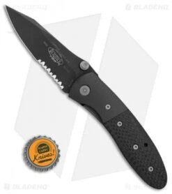 Microtech Lightfoot LCC D/A Automatic Knife Carbon Fiber (3.5" Black Serr) 05/01 -Microtech Shop Microtech Lightfoot LCC DA CF Black Serr BHQ 9555 er bottlecap jr