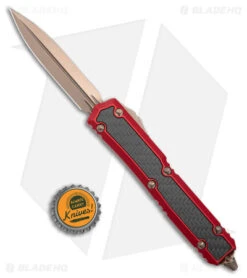 Microtech Makora D/E Signature Series Red/Black CF Inlay (3.4" Bronzed) -Microtech Shop Microtech Makora DE Signature Series Red Black CF Inlay Bronze BHQ 180412 jr bottlecap