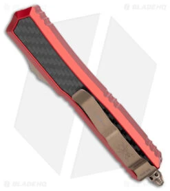 Microtech Makora D/E Signature Series Red/Black CF Inlay (3.4" Bronzed) -Microtech Shop Microtech Makora DE Signature Series Red Black CF Inlay Bronze BHQ 180412 jr side
