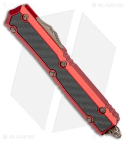 Microtech Makora D/E Signature Series Red/Black CF Inlay (3.4" Bronzed) -Microtech Shop Microtech Makora DE Signature Series Red Black CF Inlay Bronze BHQ 180412 jr spine