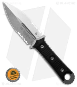 Microtech SBD Dagger Fixed Blade Knife Black (4.4" SW Double Serrated) 201-11 -Microtech Shop Microtech SBD Dagger Fixed Blade Knife Black 4.4in Stonewash Serrated BHQ 181781 hd size