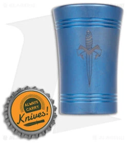 Microtech Shot Glass BL 1 Dagger Blue Titanium -Microtech Shop Microtech Shot Glass Ti Blue BHQ 162195 jr bottlecap