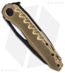 Microtech Sigil MK6 Frame Lock Knife Brass/Black (3.75" DLC Full Serr) -Microtech Shop Microtech Sigil MK6 brass dlc full serr BHQ 75886 er spine