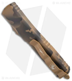 Microtech Signature Series Ultratech D/E OTF Knife Coyote Camo (3.4" CC Serr) -Microtech Shop Microtech Signature Series Ultratech DE Coyote Camo Serr BHQ 175650 jr side