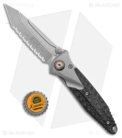 Microtech Socom Bravo Tanto Frame Lock Knife Titanium/CF (4" BB Serrated) -Microtech Shop Microtech Socom Bravo FL Tanto Ti CF SW Full Serrated BHQ 140220 jr bottlecap