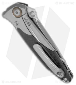 Microtech Socom Bravo Tanto Frame Lock Knife Titanium/CF (4" BB Serrated) -Microtech Shop Microtech Socom Bravo FL Tanto Ti CF SW Full Serrated BHQ 140220 jr side