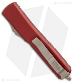 Microtech Spartan Ultratech D/E OTF Automatic Knife Red (3.4" Bronze) 223-13RD -Microtech Shop Microtech Spartan Ultratech DE red bronze BHQ 52470 er side