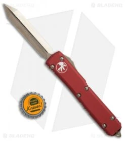 Microtech Spartan Ultratech D/E OTF Automatic Knife Red (3.4" Bronze) 223-13RD -Microtech Shop Microtech Spartan Ultratech DE red bronze BHQ 52470 er size