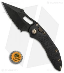 Microtech Stitch Automatic Knife Black (3.75" Apocalyptic DLC Serr) 169-2 DLC -Microtech Shop Microtech Stitch black apocalyptic DLC serr BHQ 71366 er size