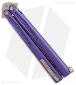 Microtech Tachyon III Balisong Butterfly Purple (4.5" Bronze) 173-13PU -Microtech Shop Microtech Tachyon 3 Purple Bronze BHQ 67714 er side