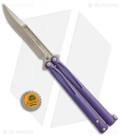 Microtech Tachyon III Balisong Butterfly Purple (4.5" Bronze) 173-13PU -Microtech Shop Microtech Tachyon 3 Purple Bronze BHQ 67714 jr bottlecap