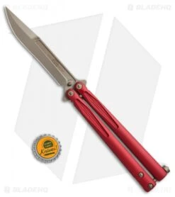 Microtech Tachyon III Balisong Butterfly Red (4.5" Bronze) 173-13RD -Microtech Shop Microtech Tachyon 3 Red bronze BHQ 67823 jr bottlecap