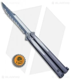 Microtech Tachyon III Balisong Butterfly Knife (4.5" Gray Full Serr) 173-D3GW -Microtech Shop Microtech Tachyon III Balisong Butterfly Gray Full Serr 173 D3GW BHQ 72397 jr bottlecap