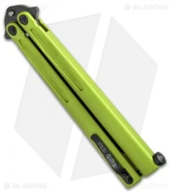 Microtech Tachyon III Balisong Butterfly Lime Green (4.5" Black) 173-1DLCLG -Microtech Shop Microtech Tachyon III Balisong Butterfly Lime Green Black 173 1DLCLG BHQ 52649 jr side