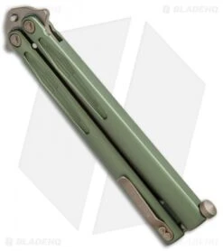 Microtech Tachyon III Balisong Butterfly OD Green (4.5" Bronze) 173-13OD -Microtech Shop Microtech Tachyon III Balisong Butterfly OD Green Bronze 173 13OD BHQ 74511 jr side