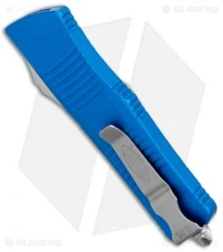 Microtech Troodon D/E OTF Automatic Knife Blue (3" Satin) 138-4BL -Microtech Shop Microtech Troodon DE OTF Auto Blue Satin 138 4BL BHQ 12922 jr side