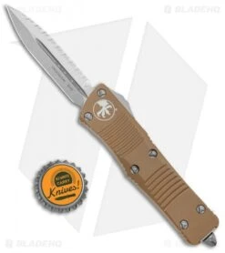 Microtech Troodon D/E OTF Automatic Knife Tan (3" Stonewash Full Serr) -Microtech Shop Microtech Troodon DE OTF Auto Tan SW Full Serr 138 12TA BHQ 97855 jr bottlecap
