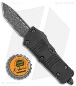 Microtech Signature Series Troodon Mini T/E CA Legal OTF Auto Black (1.9" Dam) -Microtech Shop Microtech Troodon Mini TE CA Legal OTF Black Damascus BHQ 118373 jr bottlecap