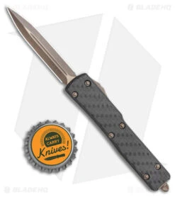 Microtech Signature Series UTX-70 D/E OTF Automatic Knife CF (2.4" Bronze Apoc) -Microtech Shop Microtech UTX 70 D E OTF Automatic Knife Signature CF 2.4 Bronze Apocalyptic 147 13APCFS BHQ 116831 LS Bottlecap jr