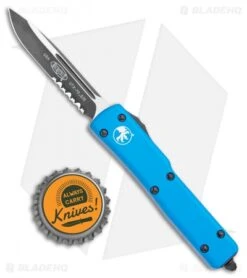 Microtech UTX-70 S/E OTF Automatic Knife Blue (2.4" Black Serr) 148-2 BL -Microtech Shop Microtech UTX 70 DE OTF Auto Blue Black Serr 148 2BL BHQ 98349 jr bottlecap