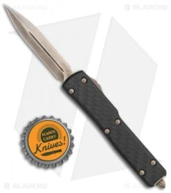 Microtech Signature Series UTX-70 T/E OTF Automatic Knife (2.4" Bronzed Dam.) -Microtech Shop Microtech UTX 70 TE OTF Auto Bronze Damascus BHQ 117009 jr bottlecap