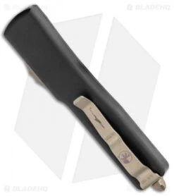 Microtech Signature Series UTX-70 T/E OTF Automatic Knife (2.4" Bronzed Dam.) -Microtech Shop Microtech UTX 70 TE OTF Auto Bronze Damascus BHQ 117009 jr side