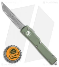 Microtech UTX-70 Tanto Automatic OTF Knife Green (2.4" Apocalyptic) 149-10AP -Microtech Shop Microtech UTX 70 Tanto Automatic OTF Knife Green 2.4in Apocalyptic149 10AP BHQ 115735 LS Bottlecap