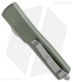 Microtech UTX-70 Tanto Automatic OTF Knife Green (2.4" Apocalyptic) 149-10AP -Microtech Shop Microtech UTX 70 Tanto Automatic OTF Knife Green 2.4in Apocalyptic149 10AP BHQ 115735 LS Side