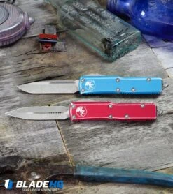 Microtech UTX-85 S/E OTF Automatic Knife Distressed Turquoise (3.125" Stonewash) -Microtech Shop Microtech UTX 85 D E OTF Automatic Knife Red Distressed Stonewash BHQ 1000413 kp rustic web