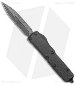 Microtech UTX-85 D/E OTF Automatic Knife CF/Black Aluminum (3.1" Damascus)