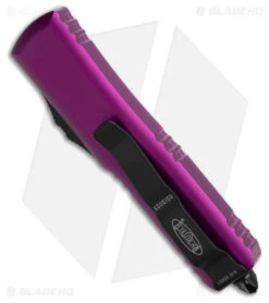 Microtech UTX-85 S/E OTF Automatic Knife Violet (3.125" Black Serr) -Microtech Shop Microtech UTX 85 SE OTF Automatic Knife Violet 3in Black Serr BHQ 181946 td side