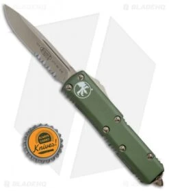Microtech UTX-85 S/E OTF Automatic Knife OD Green (3.125" Bronze Serr) -Microtech Shop Microtech UTX 85 SE OTF OD Green Bronze Serr 231 14OD BHQ 74529 jr bottlecap