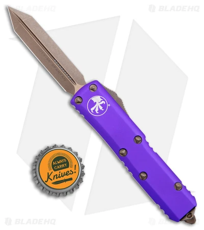 Microtech UTX-85 Spartan OTF Automatic Knife Purple (3.1" Bronze Apocalyptic) 4 Microtech UTX-85 Spartan OTF Automatic Knife Purple (3.1" Bronze Apocalyptic) - Image 4