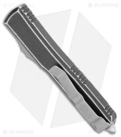 Microtech Ultratech D/E OTF Automatic Knife Distressed Black (3.4" SW) 122-10DBK -Microtech Shop Microtech Ultratech DE OTF Auto Distressed black Apocalyptic 122 10DBK BHQ 108516 jr side