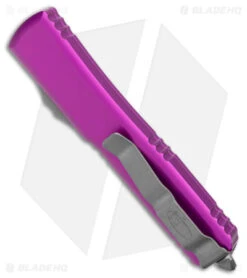 Microtech Ultratech D/E OTF Automatic Knife Violet (3.4" Apocalyptic) -Microtech Shop Microtech Ultratech DE OTF Auto Violet Apocalyptic BHQ 176905 jr side