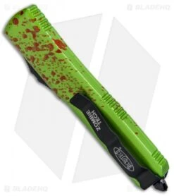 Microtech Ultratech Zombie Tech D/E Automatic Knife CC (3.5" Black) 122-1Z -Microtech Shop Microtech Ultratech Zombie Tech DE CC Black 122 1Z BHQ 67926 jr side