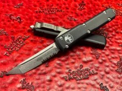 Microtech Ultratech OTF Automatic Knife Tanto Edge Part Serrated Stonewash