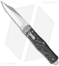 Microtech OSS Cobra Bowie Knife Auto Carbon Fiber (3.75" Satin Plain) 137-4